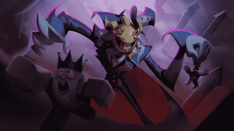 Wonderland monster chasing players through a purple attraction